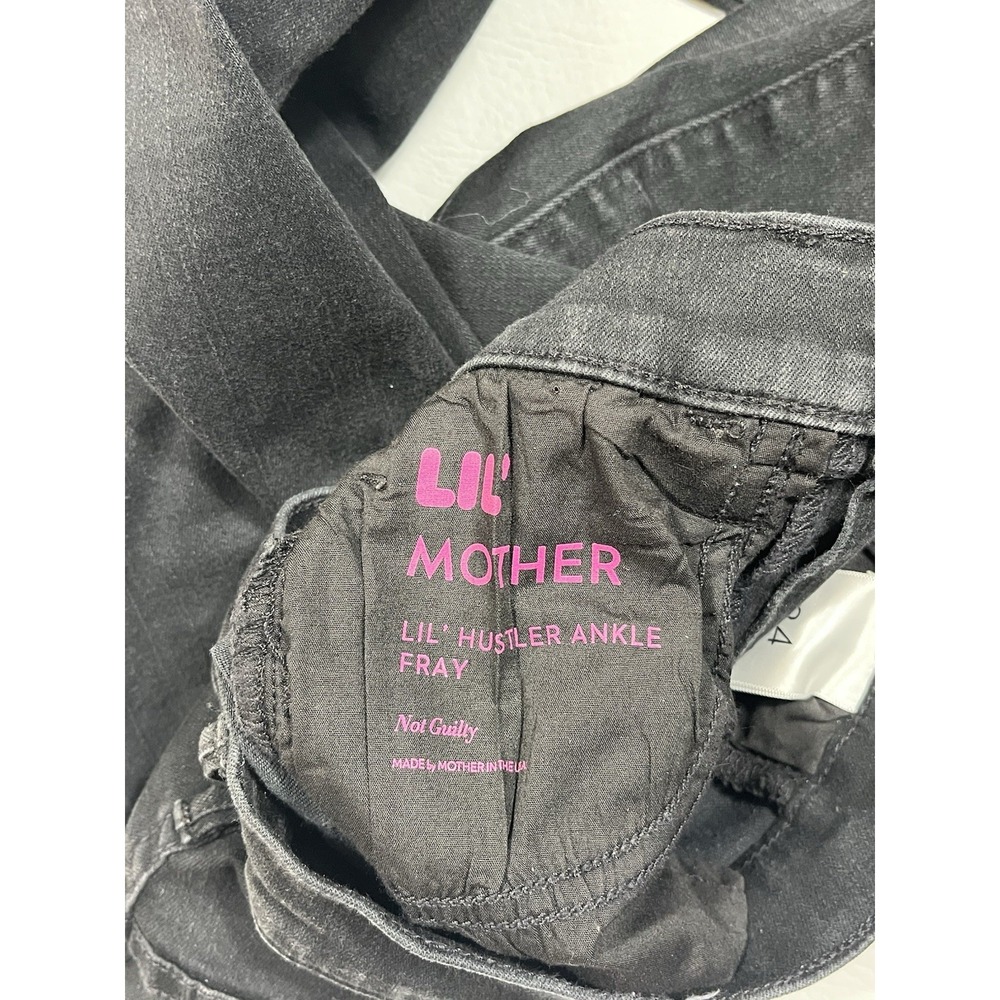 Mother Lil Hustler Ankle Fray Jeans Womens 24 Black Denim Not Guilty Frayed Hem - Picture 3 of 10